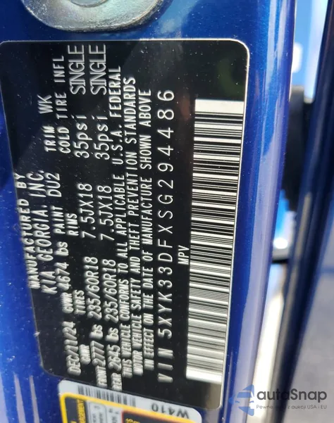 2025 Kia Sportage Ex из США, поврежденный, VIN 5XYK33DFXSG294486